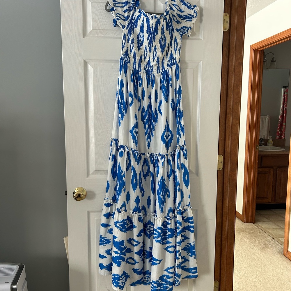 Flying Tomato Blue and White Maxi Dress
